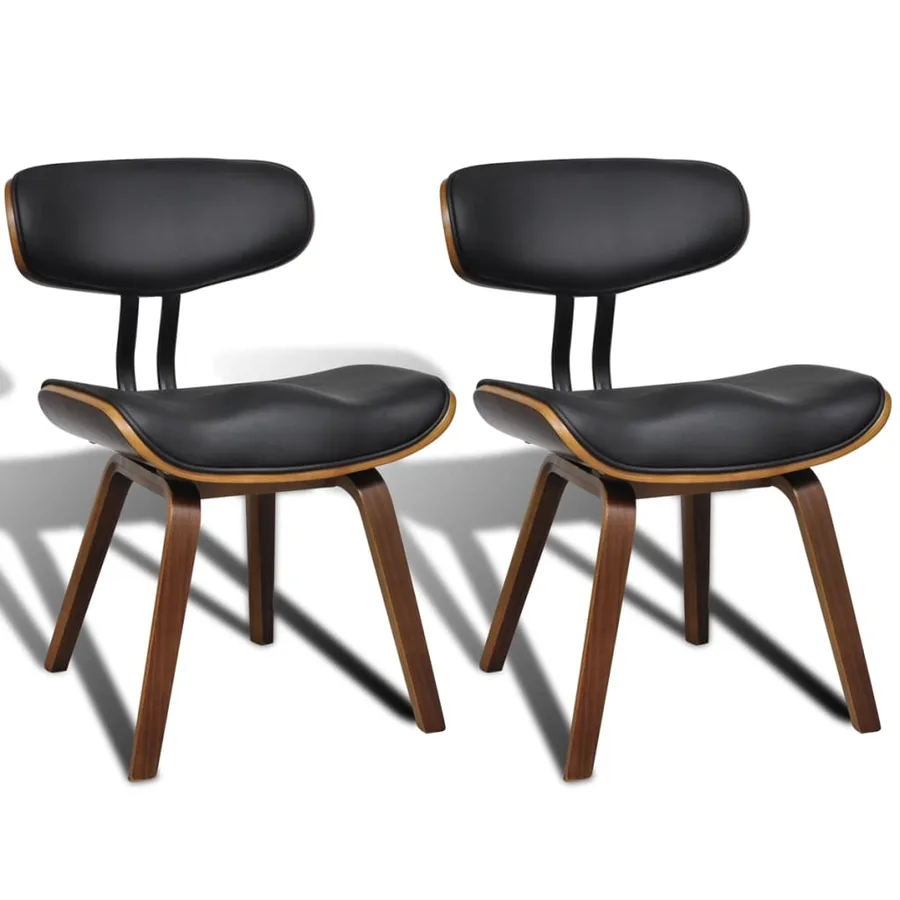 Chaises à manger lot de 2 bois courbé et similicuir - 2