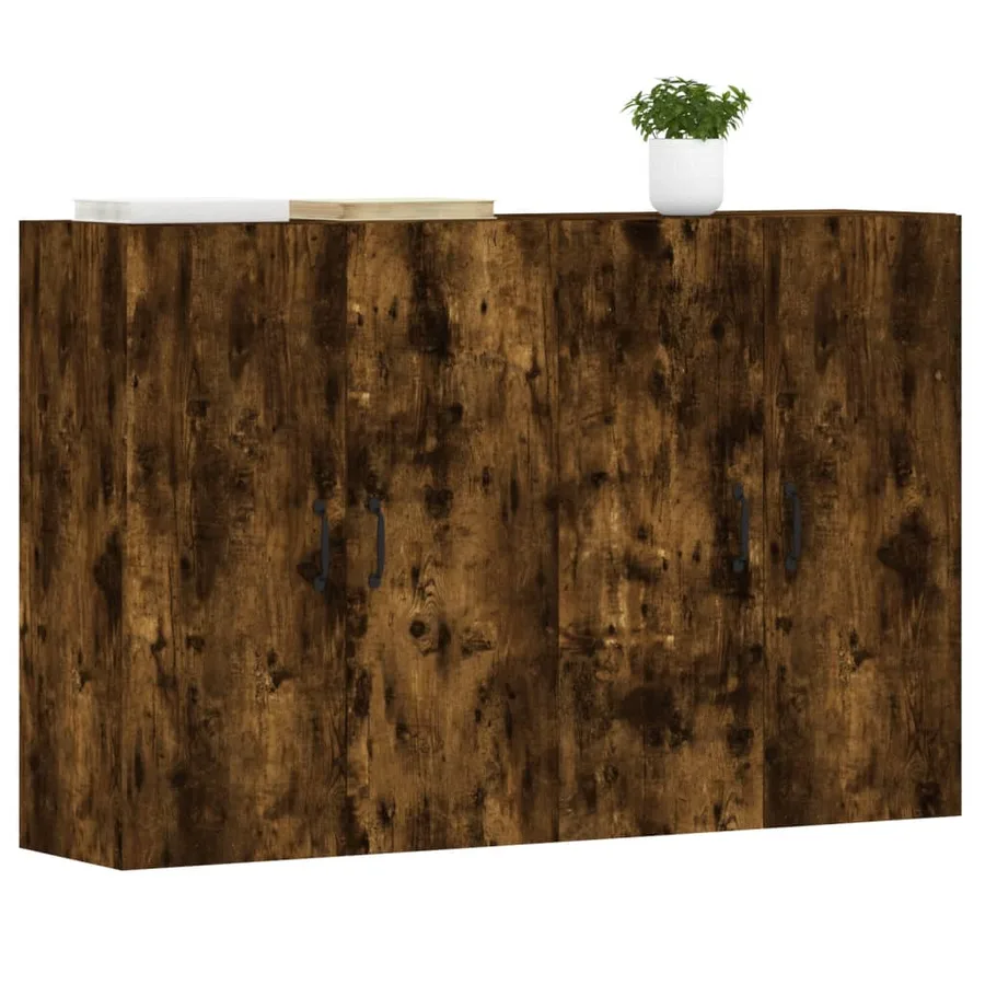 Armoires murales 2 pcs chêne fumé bois d'ingénierie - 3