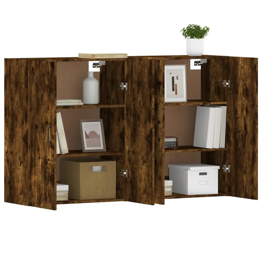 Armoires murales 2 pcs chêne fumé bois d'ingénierie - 4