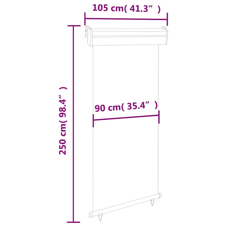 Auvent latéral de balcon 105x250 cm Marron - 10
