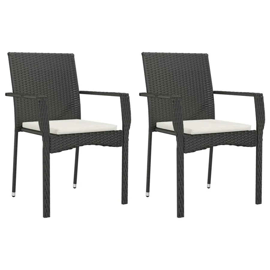 Ensemble à manger de jardin avec coussins 3 pcs Noir - 4