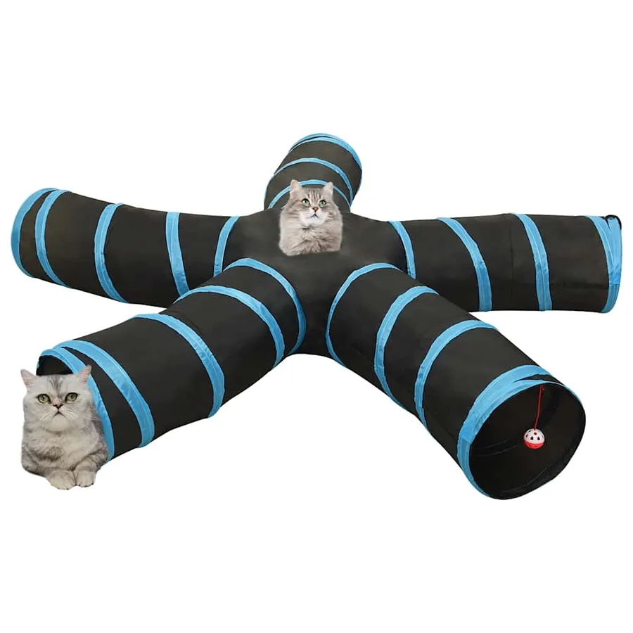 Tunnel pour chats à 5 voies Noir et bleu 25 cm Polyester - 2