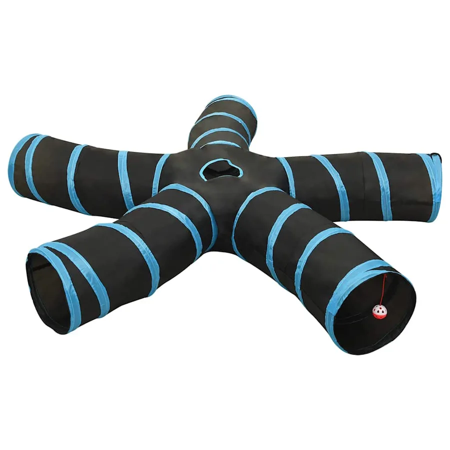 Tunnel pour chats à 5 voies Noir et bleu 25 cm Polyester - 3