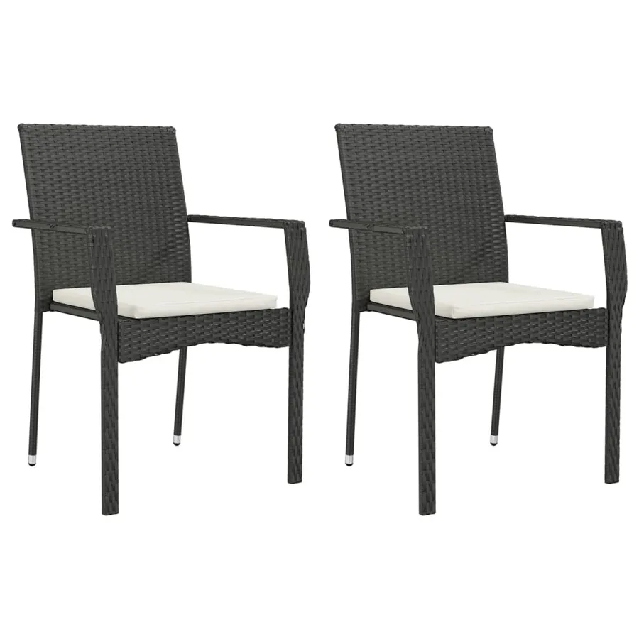 Ensemble à manger de jardin avec coussins 3 pcs Noir - 4