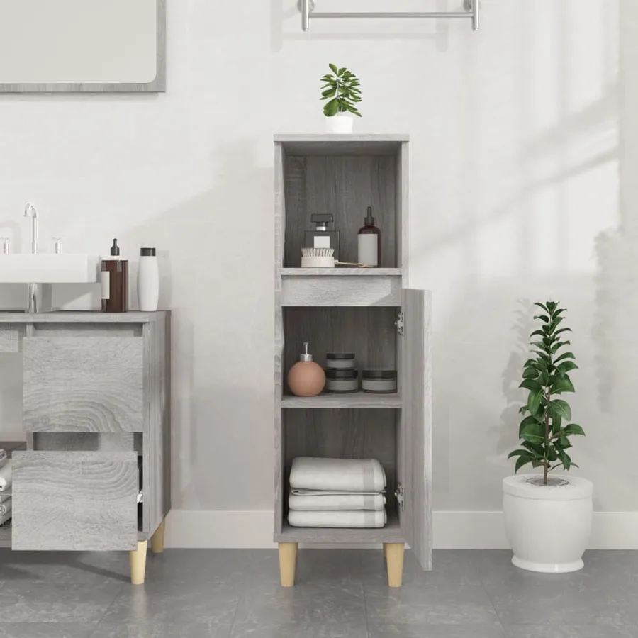 Armoire salle de bain sonoma gris 30x30x100 cm - 3