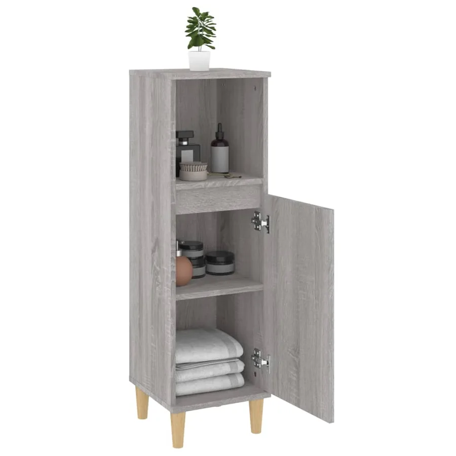 Armoire salle de bain sonoma gris 30x30x100 cm - 4