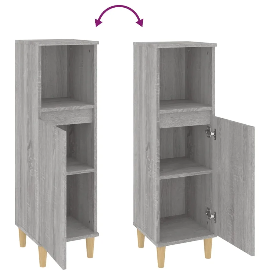 Armoire salle de bain sonoma gris 30x30x100 cm - 9