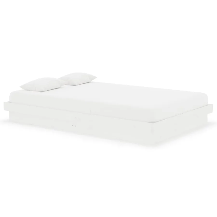 Cadre de lit sans matelas blanc bois massif - 2