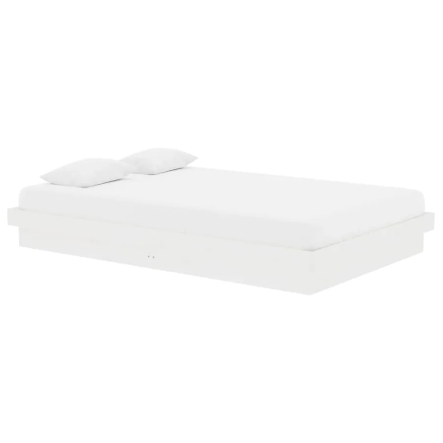 Cadre de lit sans matelas blanc bois massif - 3