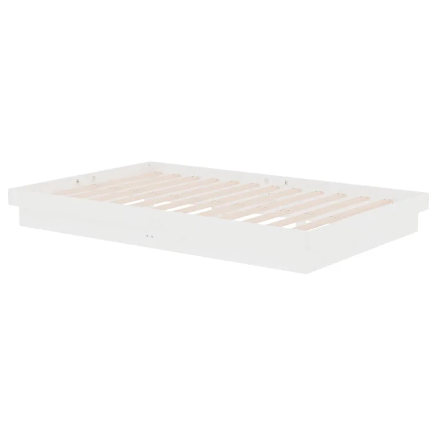 Cadre de lit sans matelas blanc bois massif - 4