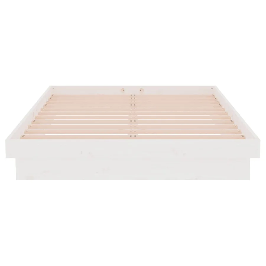 Cadre de lit sans matelas blanc bois massif - 5