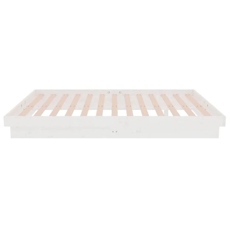 Cadre de lit sans matelas blanc bois massif - 6