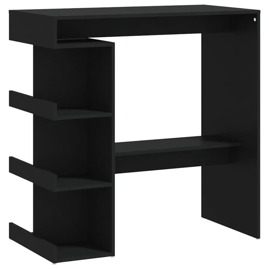 Table de bar avec étagère de rangement Noir Bois d'ingénierie - 2