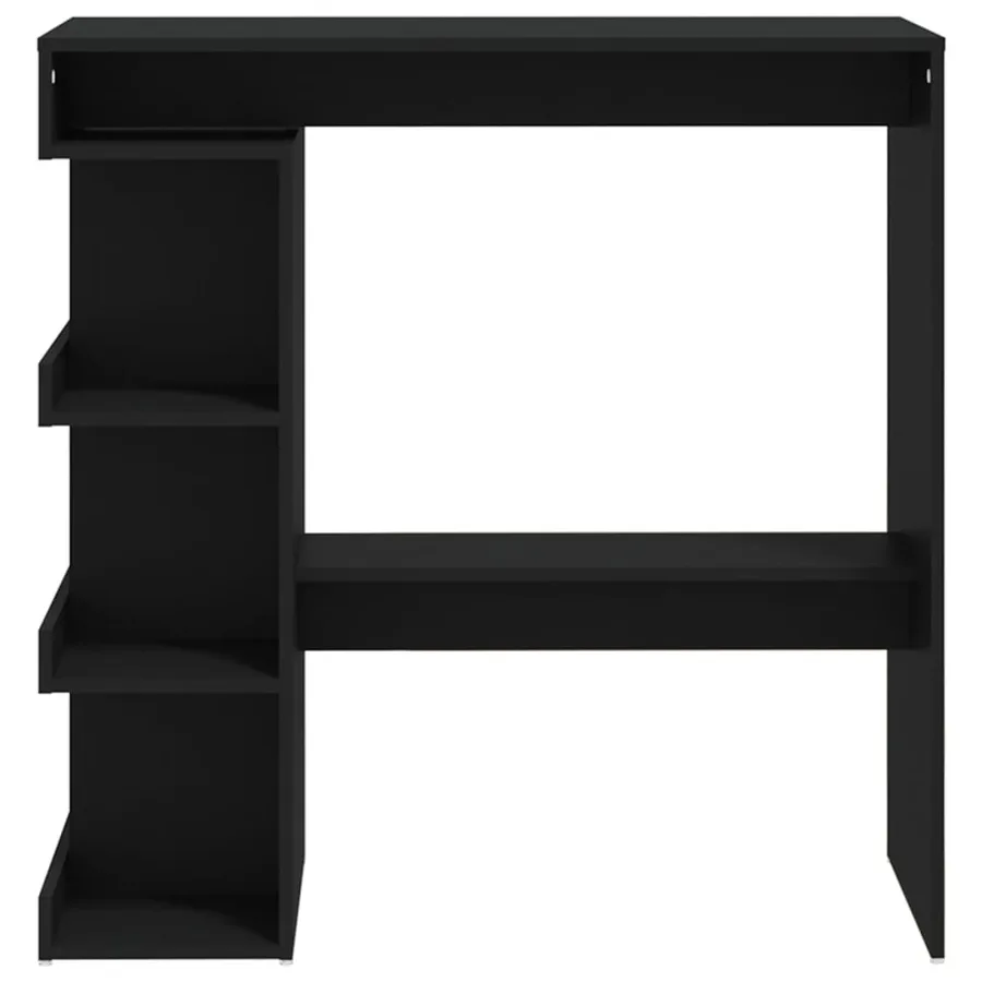 Table de bar avec étagère de rangement Noir Bois d'ingénierie - 5
