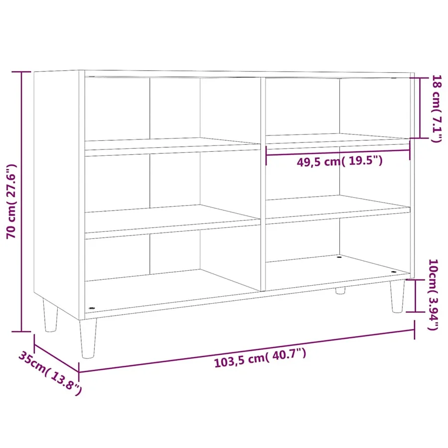 Buffet sonoma gris 103,5x35x70 cm bois d'ingénierie - 6
