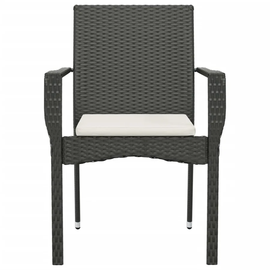 Chaises de jardin lot de 2 avec coussins Résine tressée Noir - 5