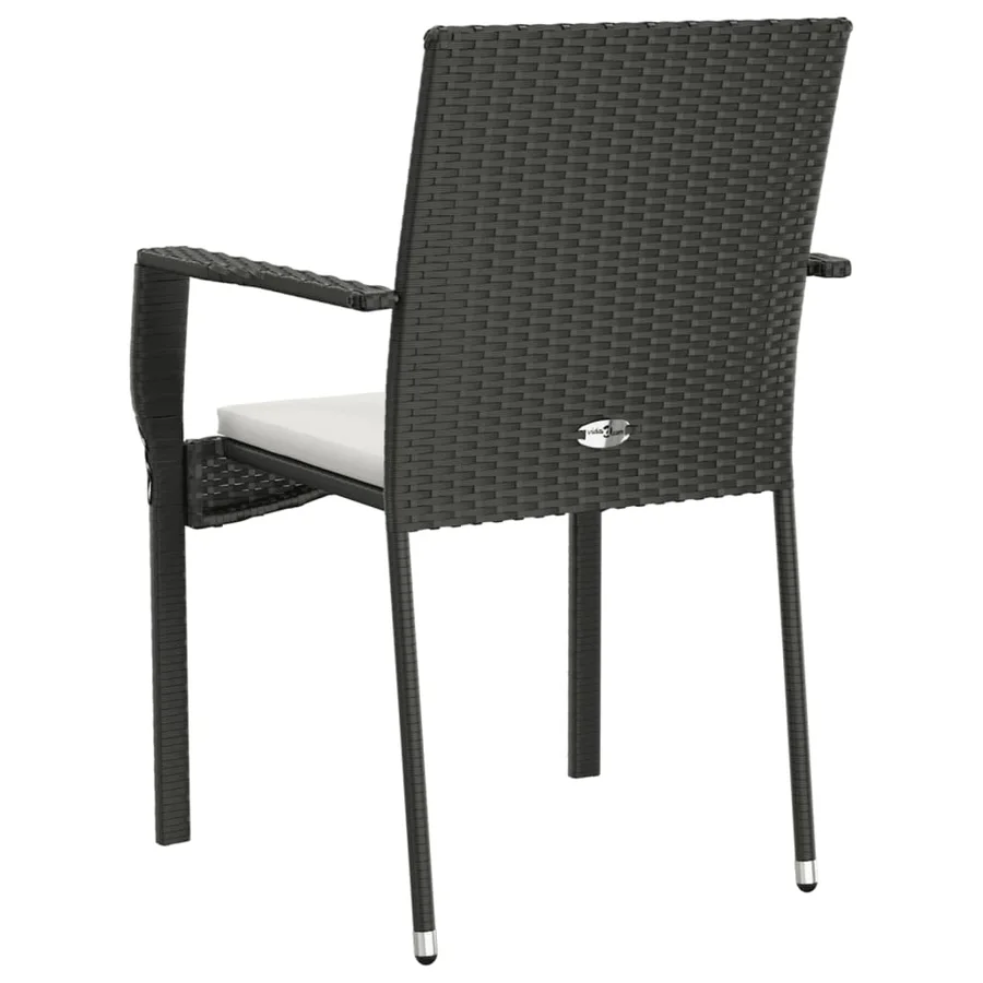 Chaises de jardin lot de 2 avec coussins Résine tressée Noir - 7