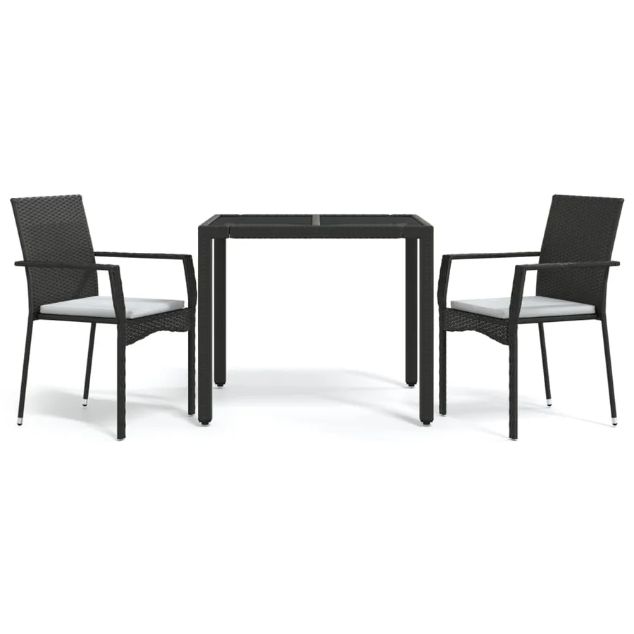 Ensemble à manger de jardin avec coussins 3 pcs Noir - 2
