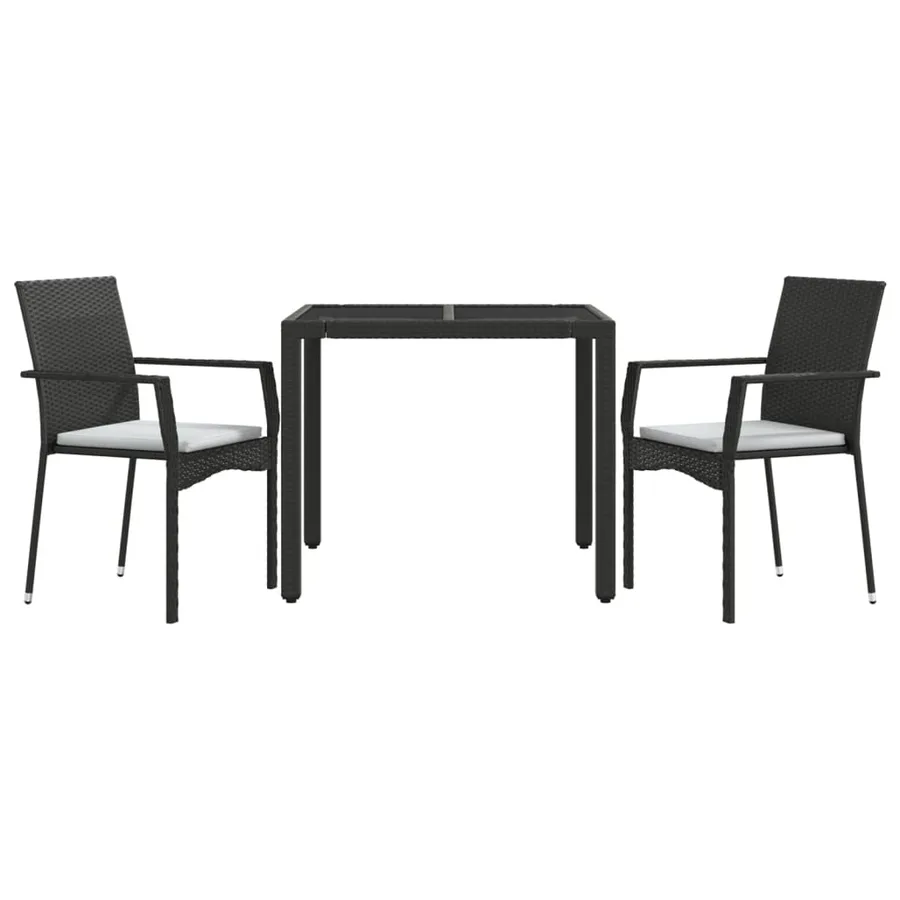 Ensemble à manger de jardin avec coussins 3 pcs Noir - 3