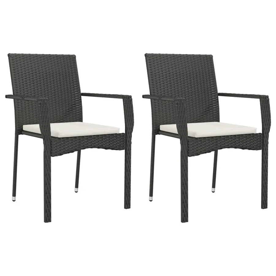 Ensemble à manger de jardin avec coussins 3 pcs Noir - 4