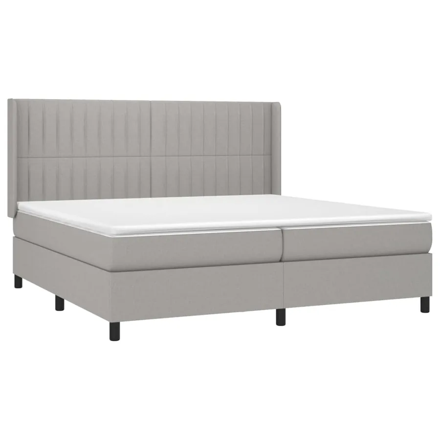 Sommier à lattes de lit avec matelas Gris clair 200x200cm Tissu - 3