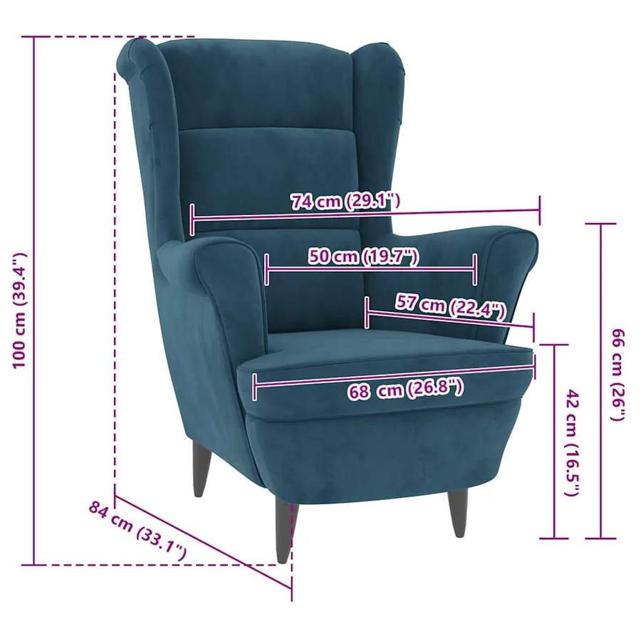 Fauteuil bleu velours - 8