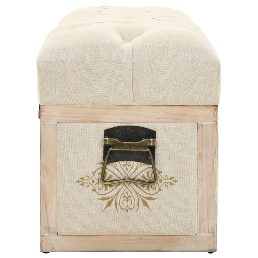 Banc de rangement 110 cm Crème Bois de sapin massif et tissu - 4
