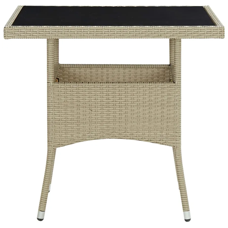 Ensemble à manger de jardin 5 pcs Résine tressée et verre Beige - 2