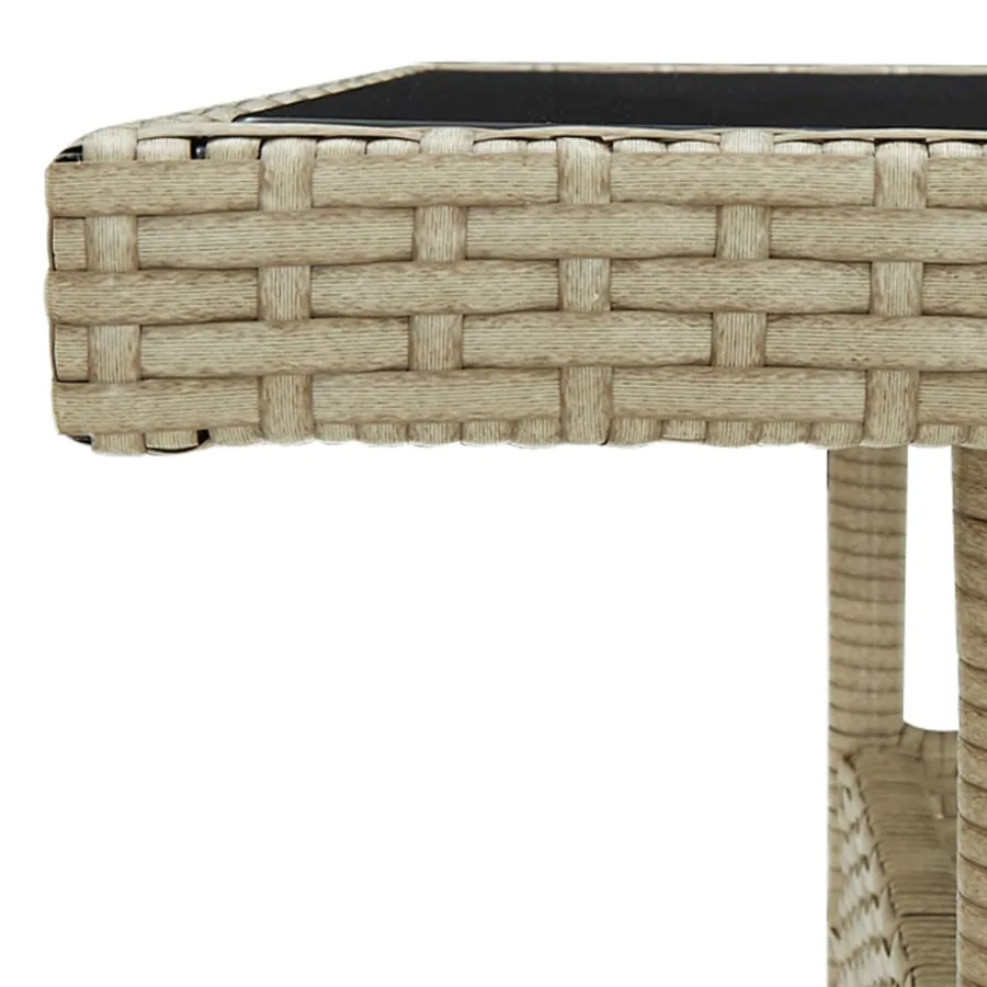 Ensemble à manger de jardin 5 pcs Résine tressée et verre Beige - 4