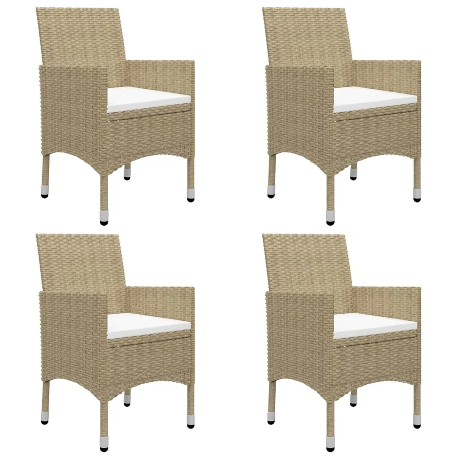 Ensemble à manger de jardin 5 pcs Résine tressée et verre Beige - 6