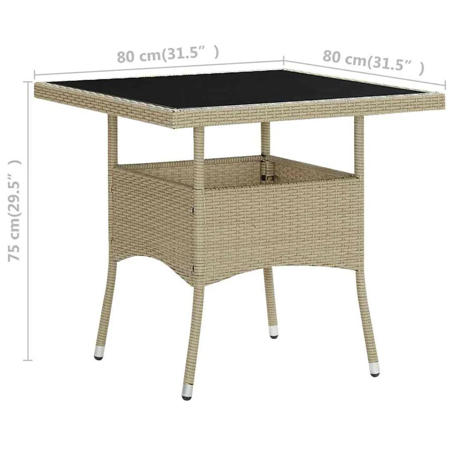 Table à dîner d'extérieur Beige Résine tressée et verre - 5