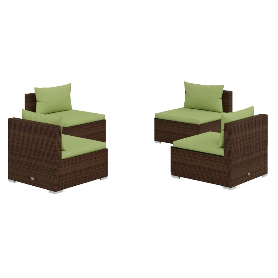 Salon de jardin 4 pcs avec coussins Résine tressée Marron - 2