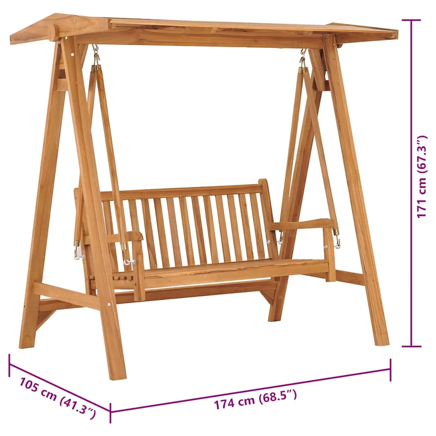 Balancelle 174 cm Bois de teck massif - 9