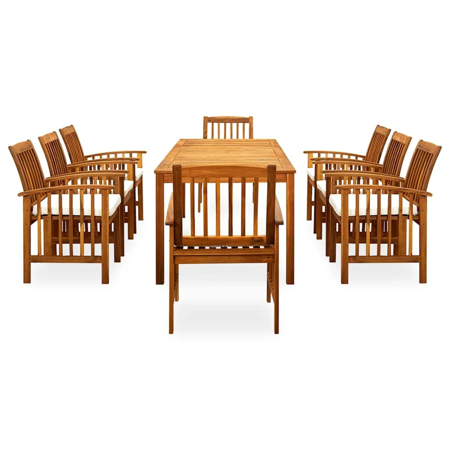 Ensemble à manger de jardin 9 pcs avec coussins Acacia solide - 2