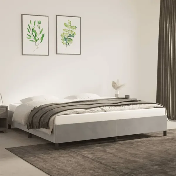 Cadre de lit sans matelas gris clair 200x200 cm velours