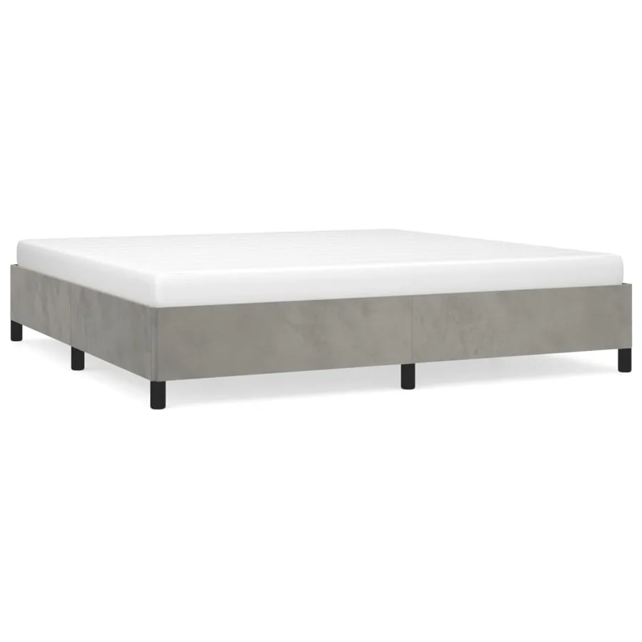 Cadre de lit sans matelas gris clair 200x200 cm velours - 2