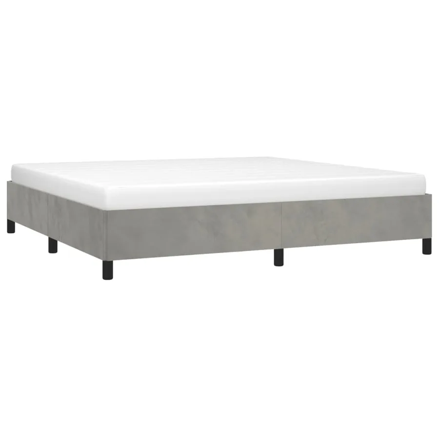 Cadre de lit sans matelas gris clair 200x200 cm velours - 3