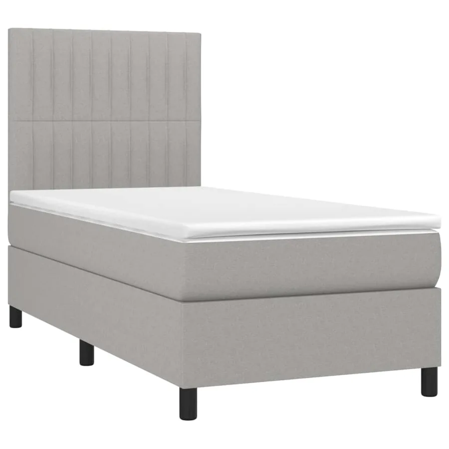 Sommier à lattes de lit et matelas et LED Gris clair 100x200 cm - 3