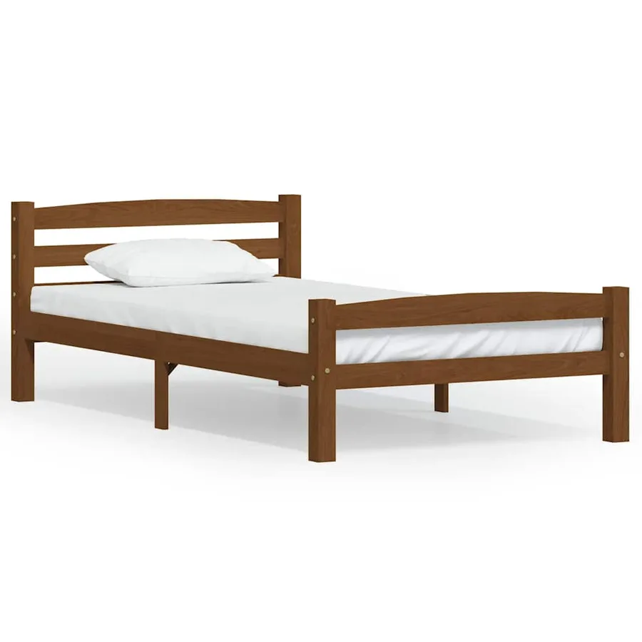 Cadre de lit sans matelas marron miel pin massif 100x200 cm - 2