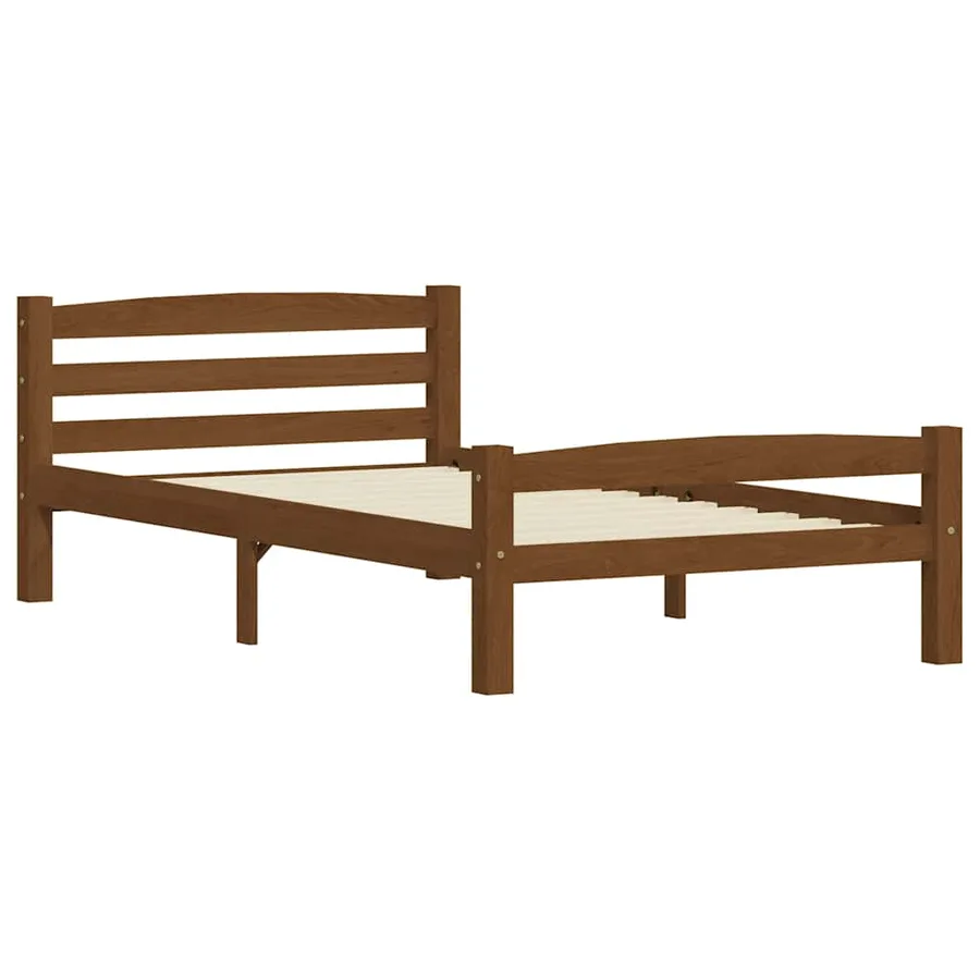 Cadre de lit sans matelas marron miel pin massif 100x200 cm - 3