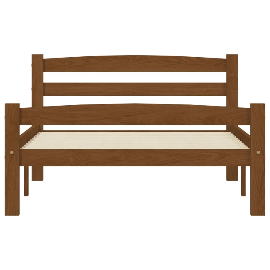Cadre de lit sans matelas marron miel pin massif 100x200 cm - 4