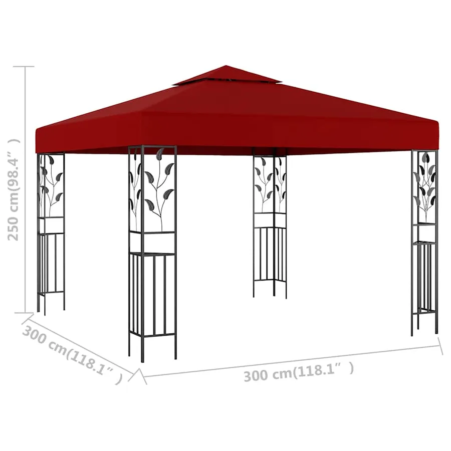 Belvédère 3x3 m Rouge bordeaux - 5
