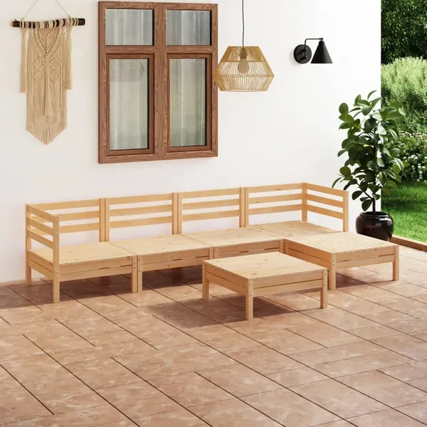 Salon de jardin 6 pcs Bois de pin massif