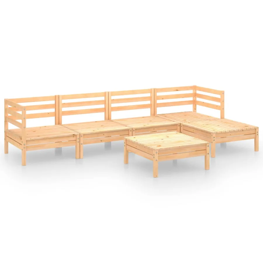 Salon de jardin 6 pcs Bois de pin massif - 2