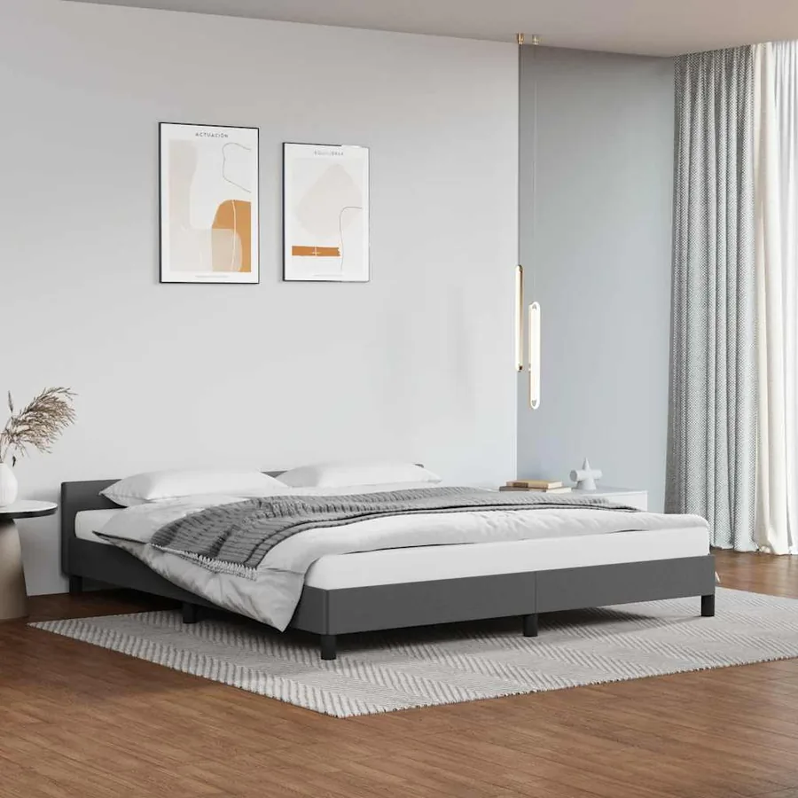 Cadre de lit avec tête de lit sans matelas gris 180x200 cm