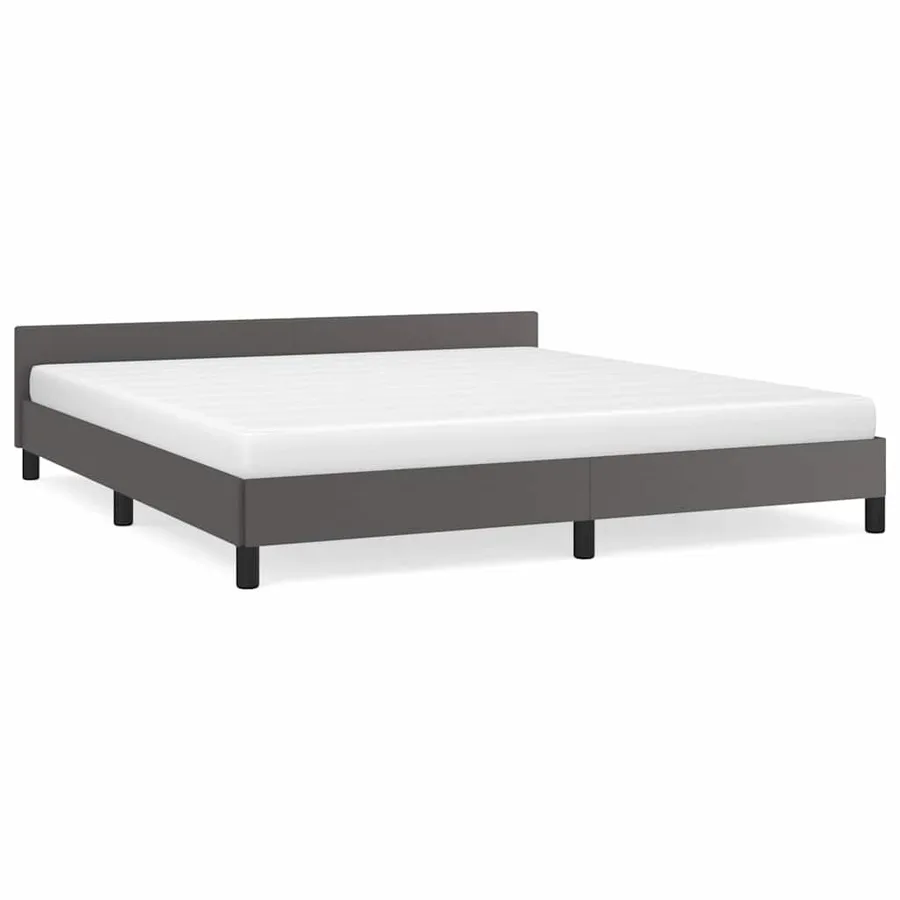 Cadre de lit avec tête de lit sans matelas gris 180x200 cm - 2