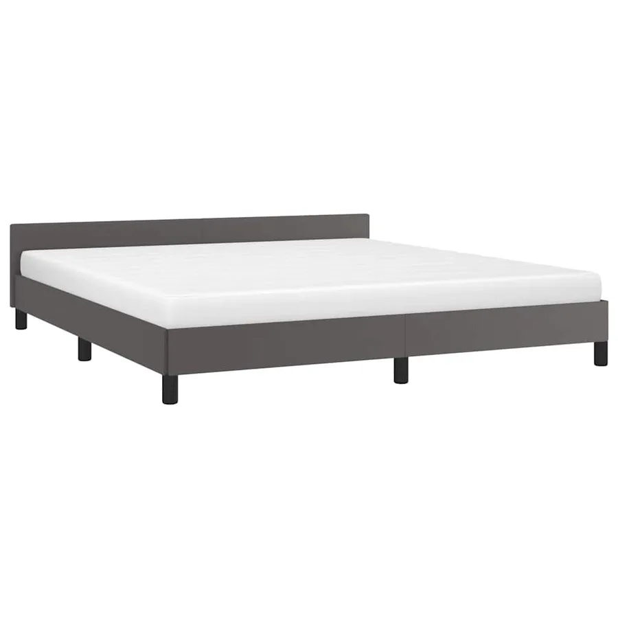 Cadre de lit avec tête de lit sans matelas gris 180x200 cm - 3