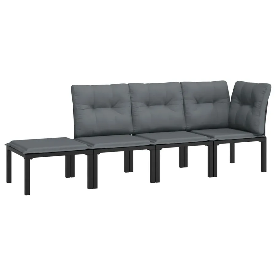 Salon de jardin 4 pcs noir et gris résine tressée - 2