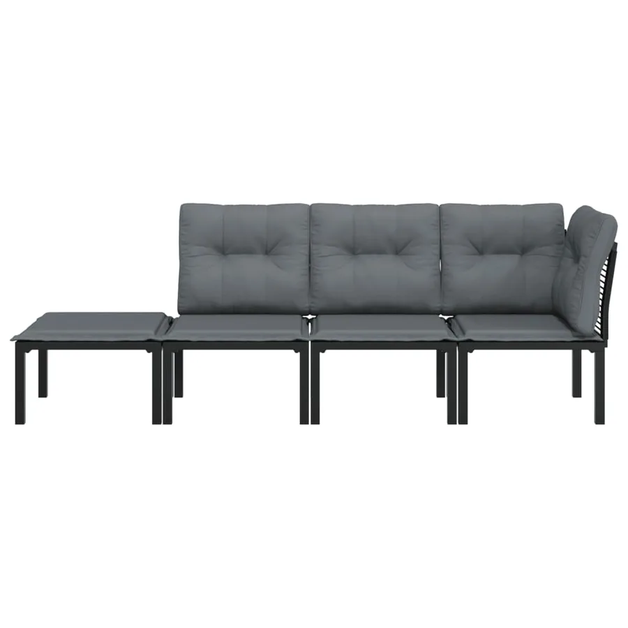 Salon de jardin 4 pcs noir et gris résine tressée - 3