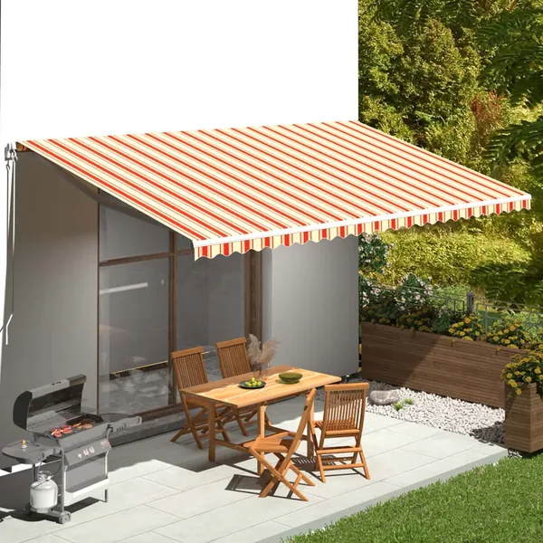 Tissu de remplacement pour auvent jaune et orange 6x3,5 m polyester